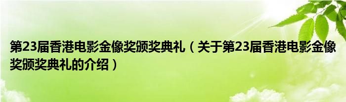 第23届香港电影金像奖颁奖典礼（关于第23届香港电影金像奖颁奖典礼的介绍）