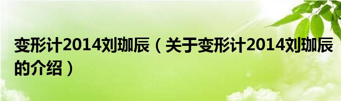 变形计2014刘珈辰（关于变形计2014刘珈辰的介绍）