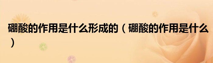 硼酸的作用是什么形成的（硼酸的作用是什么）