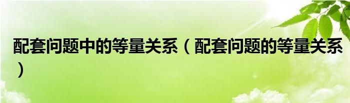 配套问题中的等量关系（配套问题的等量关系）
