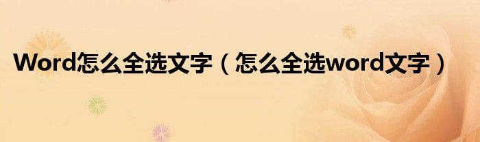 Word怎么全选文字（怎么全选word文字）
