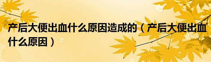 产后大便出血什么原因造成的（产后大便出血什么原因）