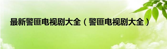最新警匪电视剧大全（警匪电视剧大全）