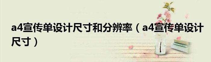 a4宣传单设计尺寸和分辨率（a4宣传单设计尺寸）