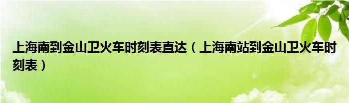 上海南到金山卫火车时刻表直达（上海南站到金山卫火车时刻表）