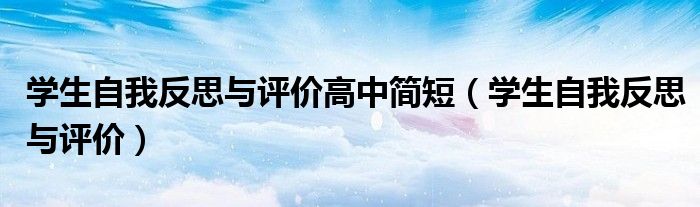 学生自我反思与评价高中简短（学生自我反思与评价）