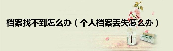 档案找不到怎么办（个人档案丢失怎么办）