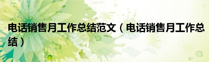 电话销售月工作总结范文（电话销售月工作总结）