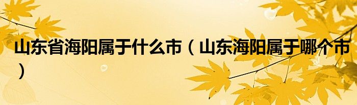 山东省海阳属于什么市（山东海阳属于哪个市）