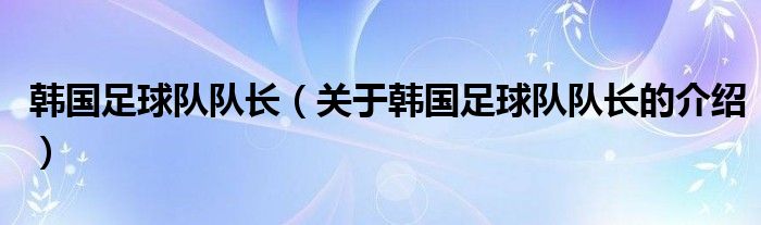 韩国足球队队长（关于韩国足球队队长的介绍）