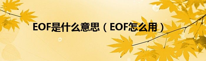 EOF是什么意思（EOF怎么用）