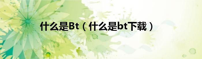 什么是Bt（什么是bt下载）