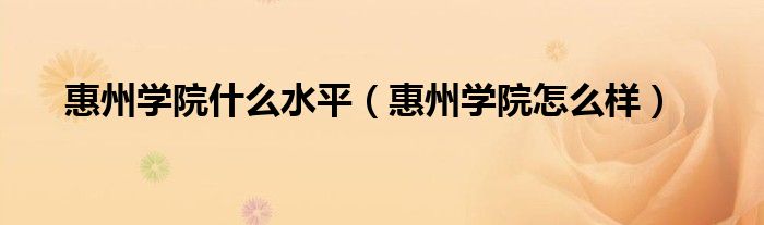 惠州学院什么水平（惠州学院怎么样）