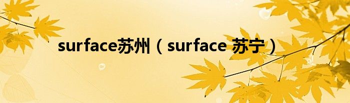 surface苏州（surface 苏宁）