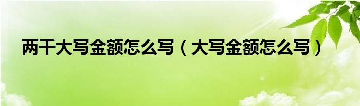 两千大写金额怎么写（大写金额怎么写）