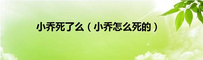小乔死了么（小乔怎么死的）