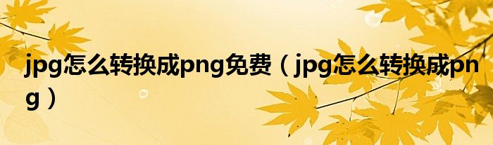 jpg怎么转换成png免费（jpg怎么转换成png）