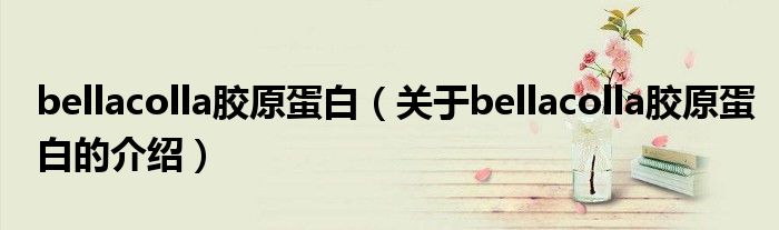 bellacolla胶原蛋白（关于bellacolla胶原蛋白的介绍）
