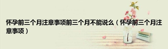 怀孕前三个月注意事项前三个月不能说么（怀孕前三个月注意事项）