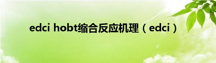 edci hobt缩合反应机理（edci）