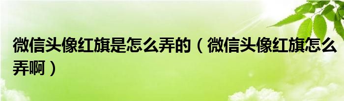 微信头像红旗是怎么弄的（微信头像红旗怎么弄啊）