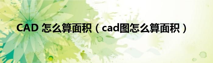 CAD 怎么算面积（cad图怎么算面积）