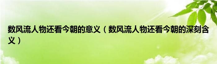 数风流人物还看今朝的意义（数风流人物还看今朝的深刻含义）