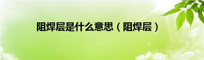 阻焊层是什么意思（阻焊层）