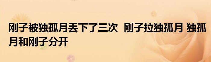 刚子被独孤月丢下了三次 刚子拉独孤月 独孤月和刚子分开