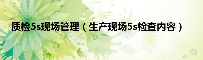 质检5s现场管理（生产现场5s检查内容）