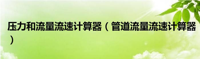 压力和流量流速计算器（管道流量流速计算器）