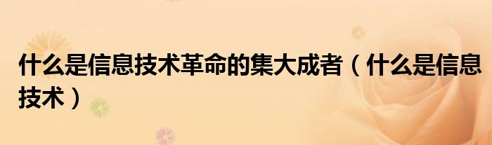 什么是信息技术革命的集大成者（什么是信息技术）