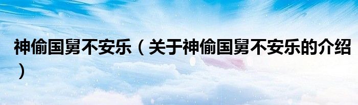 神偷国舅不安乐（关于神偷国舅不安乐的介绍）