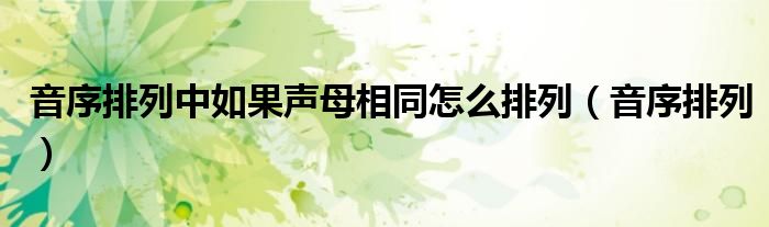 音序排列中如果声母相同怎么排列（音序排列）