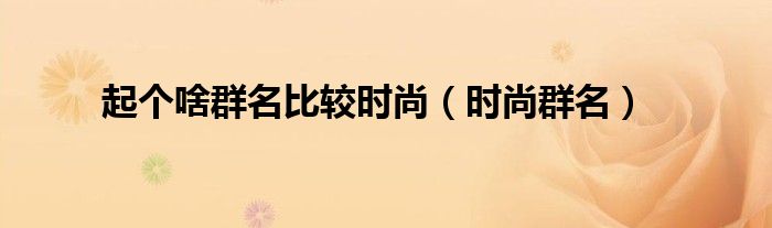 起个啥群名比较时尚（时尚群名）