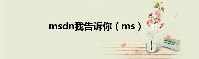 msdn我告诉你（ms）