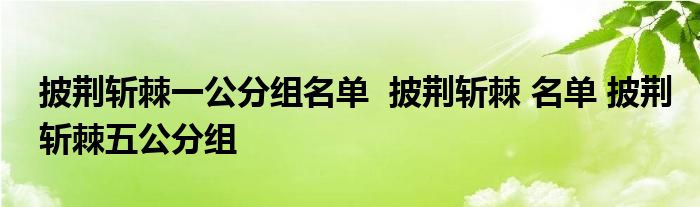 披荆斩棘一公分组名单 披荆斩棘 名单 披荆斩棘五公分组