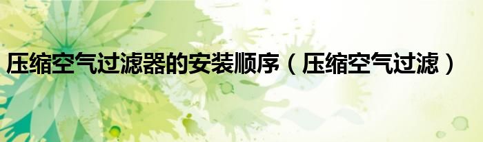 压缩空气过滤器的安装顺序（压缩空气过滤）