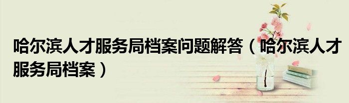 哈尔滨人才服务局档案问题解答（哈尔滨人才服务局档案）
