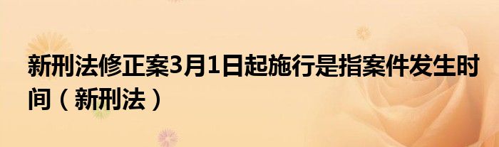 新刑法修正案3月1日起施行是指案件发生时间（新刑法）
