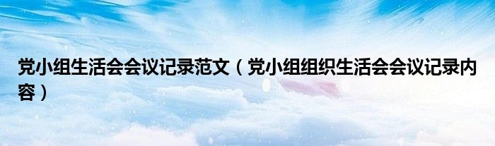 党小组生活会会议记录范文（党小组组织生活会会议记录内容）