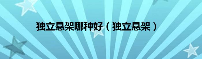 独立悬架哪种好（独立悬架）