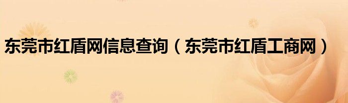 东莞市红盾网信息查询（东莞市红盾工商网）