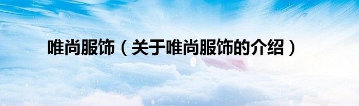 唯尚服饰（关于唯尚服饰的介绍）