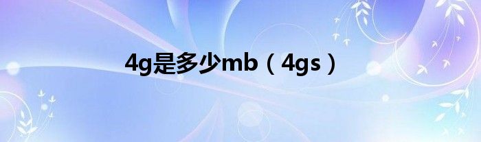 4g是多少mb（4gs）