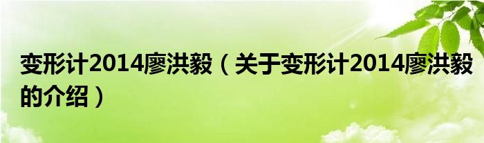 变形计2014廖洪毅（关于变形计2014廖洪毅的介绍）