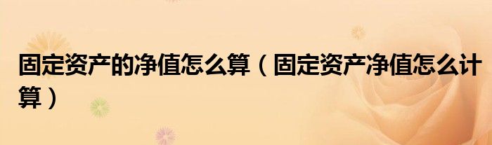 固定资产的净值怎么算（固定资产净值怎么计算）