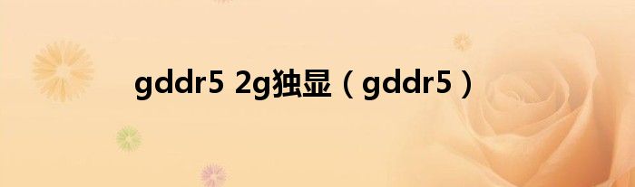 gddr5 2g独显（gddr5）