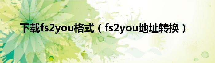 下载fs2you格式（fs2you地址转换）