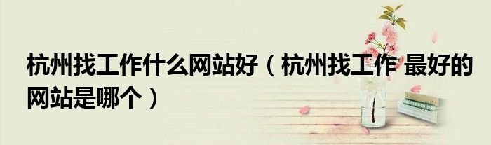 杭州找工作什么网站好（杭州找工作 最好的网站是哪个）